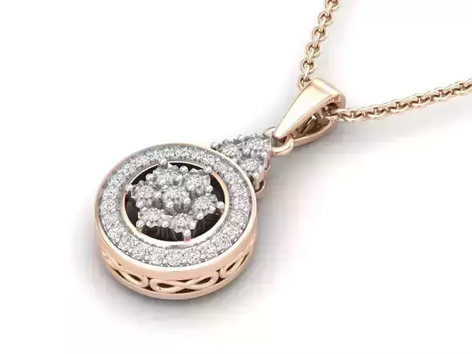 AV 582 Diamond Ladies Cluster Circle Pendant