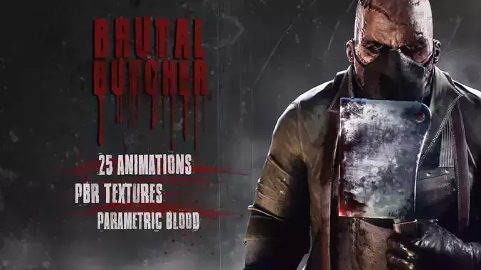 Brutal Butcher - Rigged and Animated Low-poly 3D model