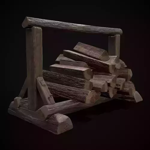Firewood Log Rack Low-poly 3D model