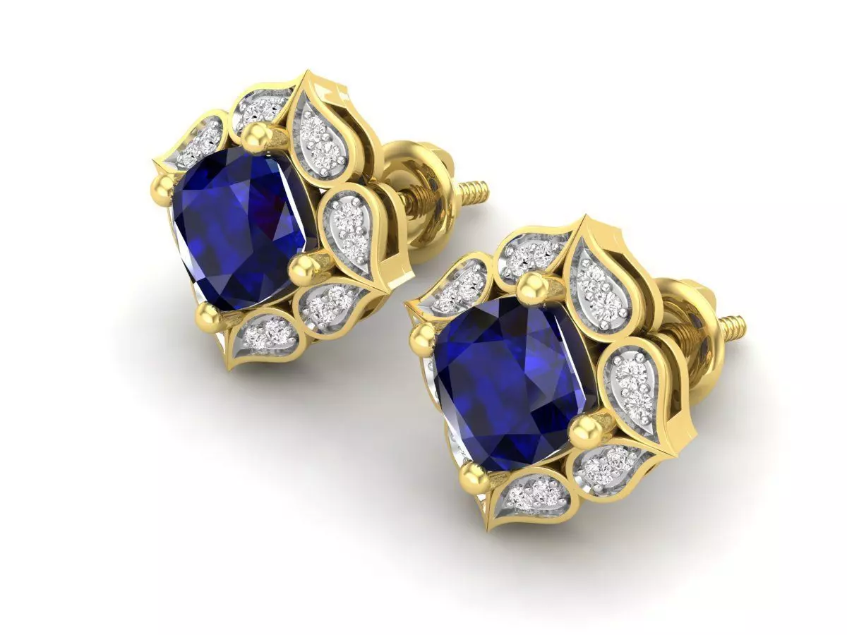 AV 585 Flower Halo Style Stud Earrings 3D print model