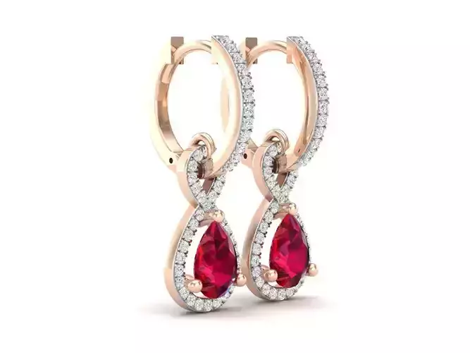 AV 586 Diamond Ladies Dangling Drop Earrings 3D print model