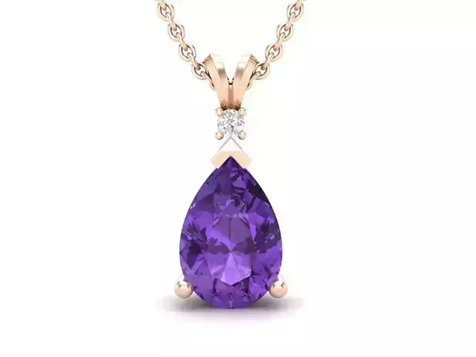 AV 589 Pear and Round Diamond Ladies Pendant 3D print model