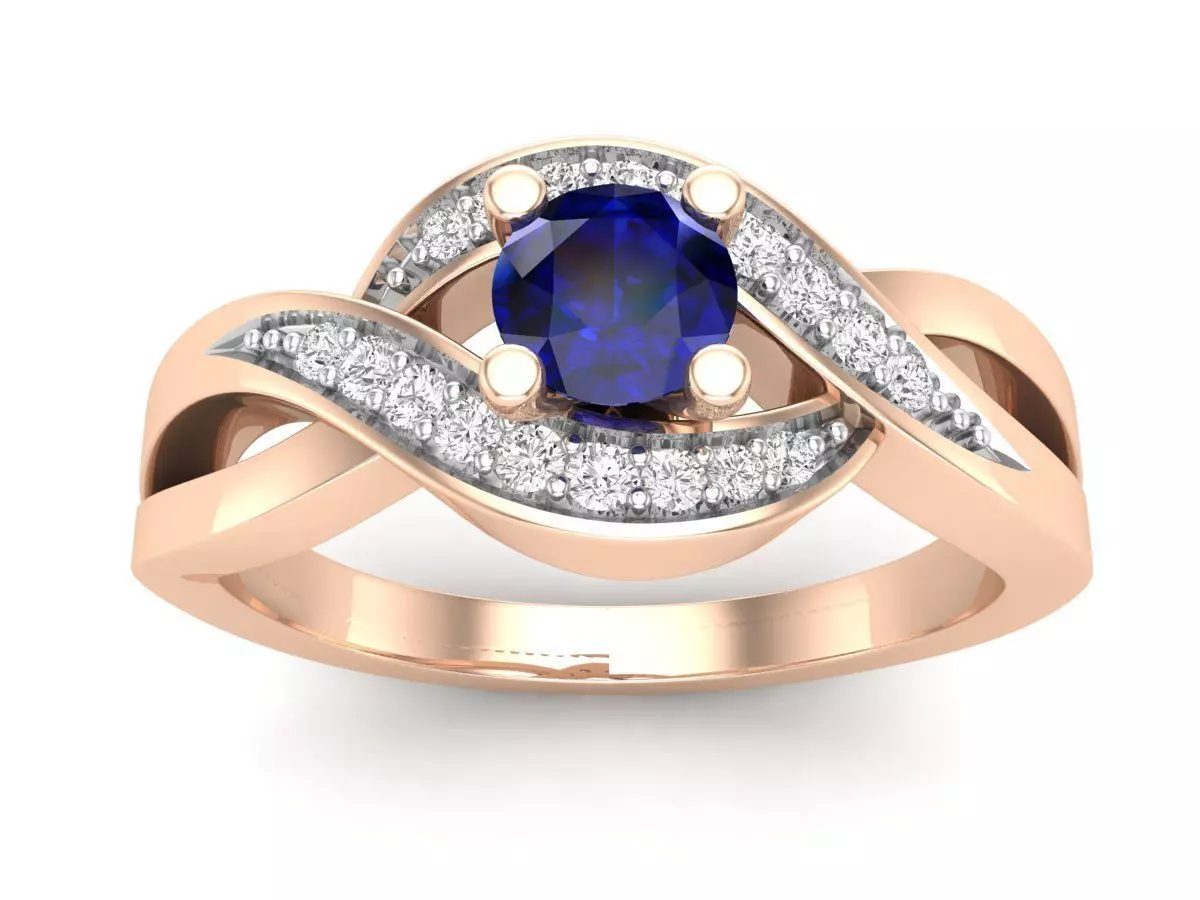 AV 591 Diamond Ladies Swirl Split Shank Bridal Promise Ring 3D print model