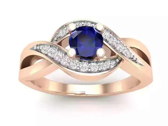 AV 591 Diamond Ladies Swirl Split Shank Bridal Promise Ring 3D print model