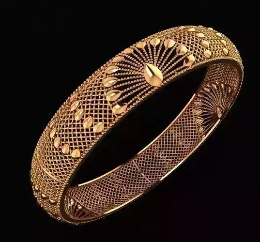 5001 Sunburst Lattice Gold Bangle 58MM-16gm