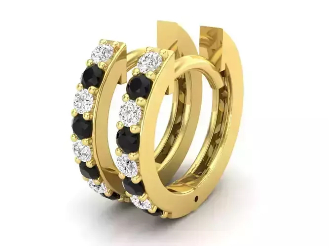 AV 594 Round Diamond Ladies Hoop Earrings