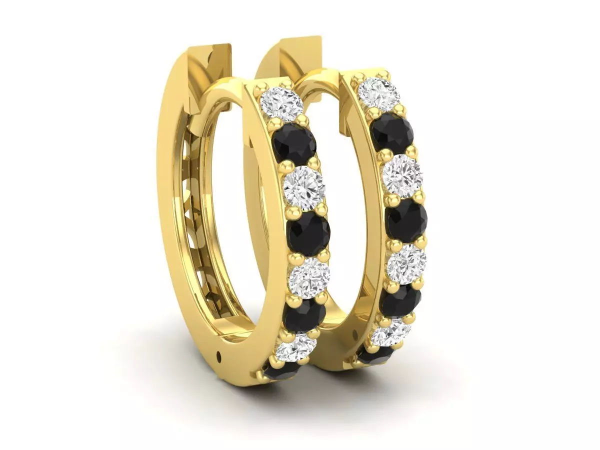 AV 595 Round Diamond Ladies Hoop Earrings 3D print model