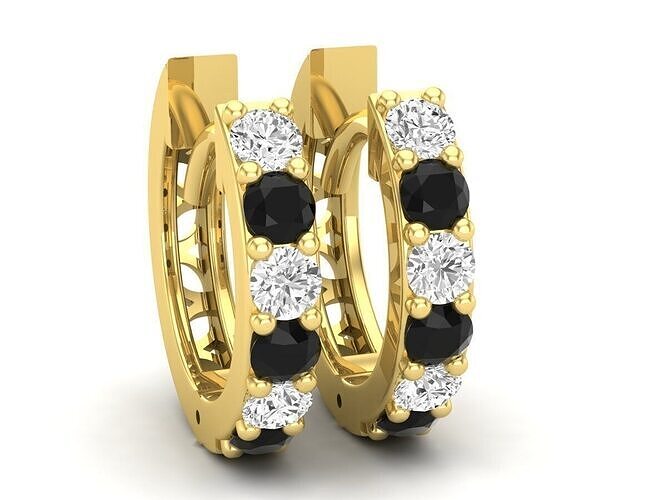 AV 596 Round Diamond Ladies Hoop Earrings 3D print model