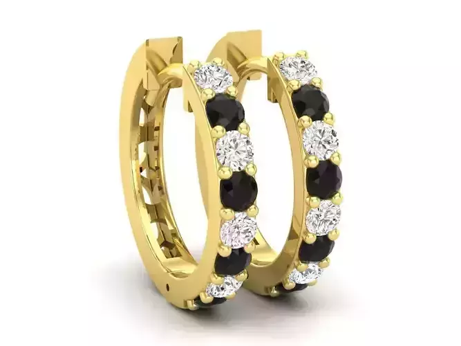 AV 597 Round Diamond Ladies Hoop Earrings