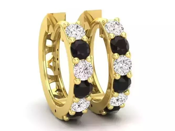 AV 598 Round Diamond Ladies Hoop Earrings