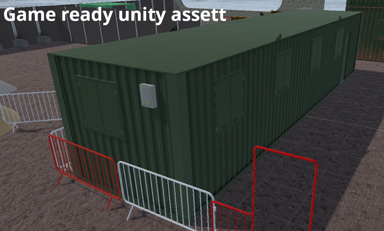 Building site office reception container Low-poly 3D model_1