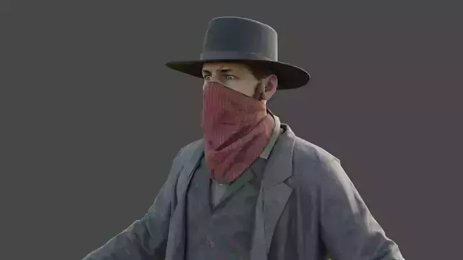 Bandit Rigged Realistic - Wild West Low-poly 3D model