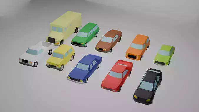 Low Poly Car Pack - 10 Unique Models for Your Projects