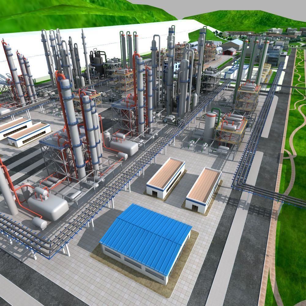 Chemical Factory Scene 3D model_4