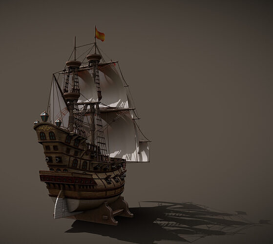 Spanish Galleon toy style Low-poly 3D model