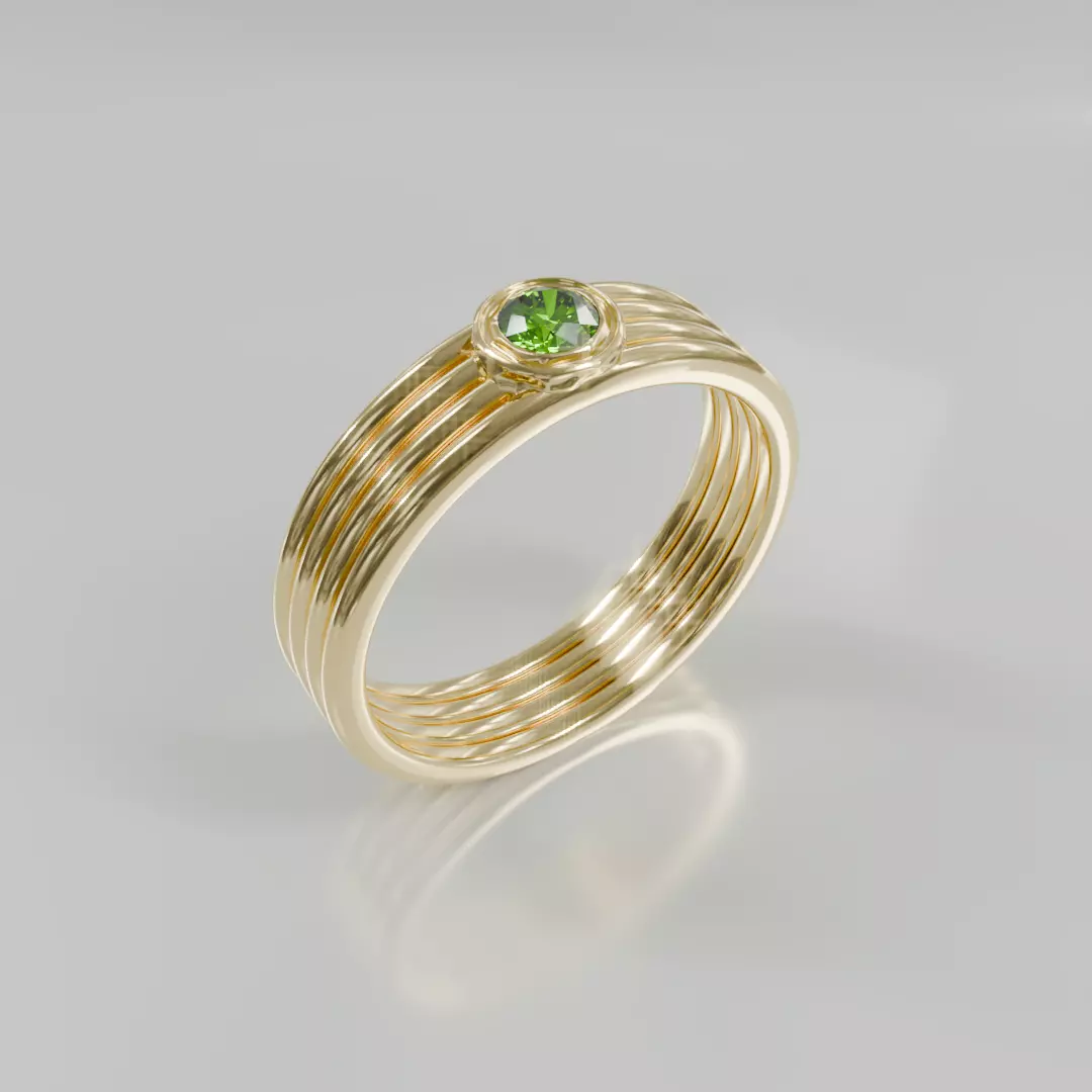 Golden Strands Ring with Peridot - Free 3D print ready Free 3D print model