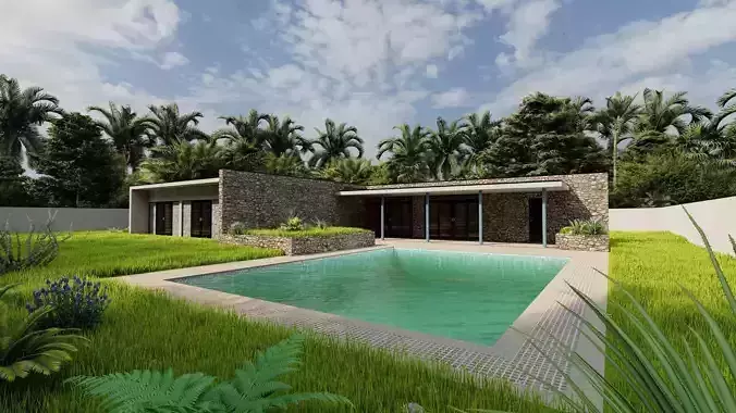 Villa-Casa Scene-Modern Villa 3D model