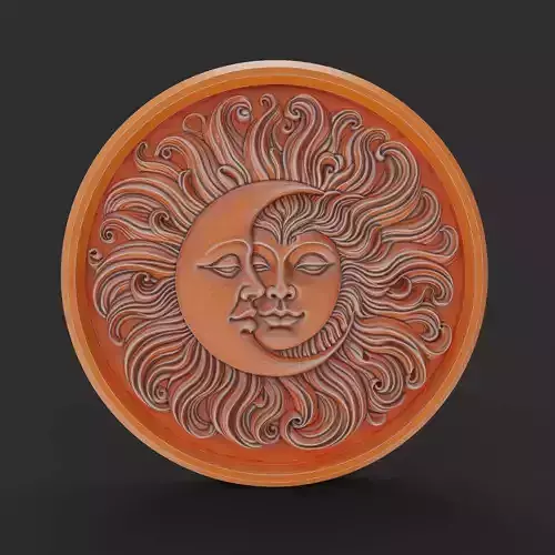 Sun And Moon Hug Round Medallion Pendant Wall Plaque 3D print model