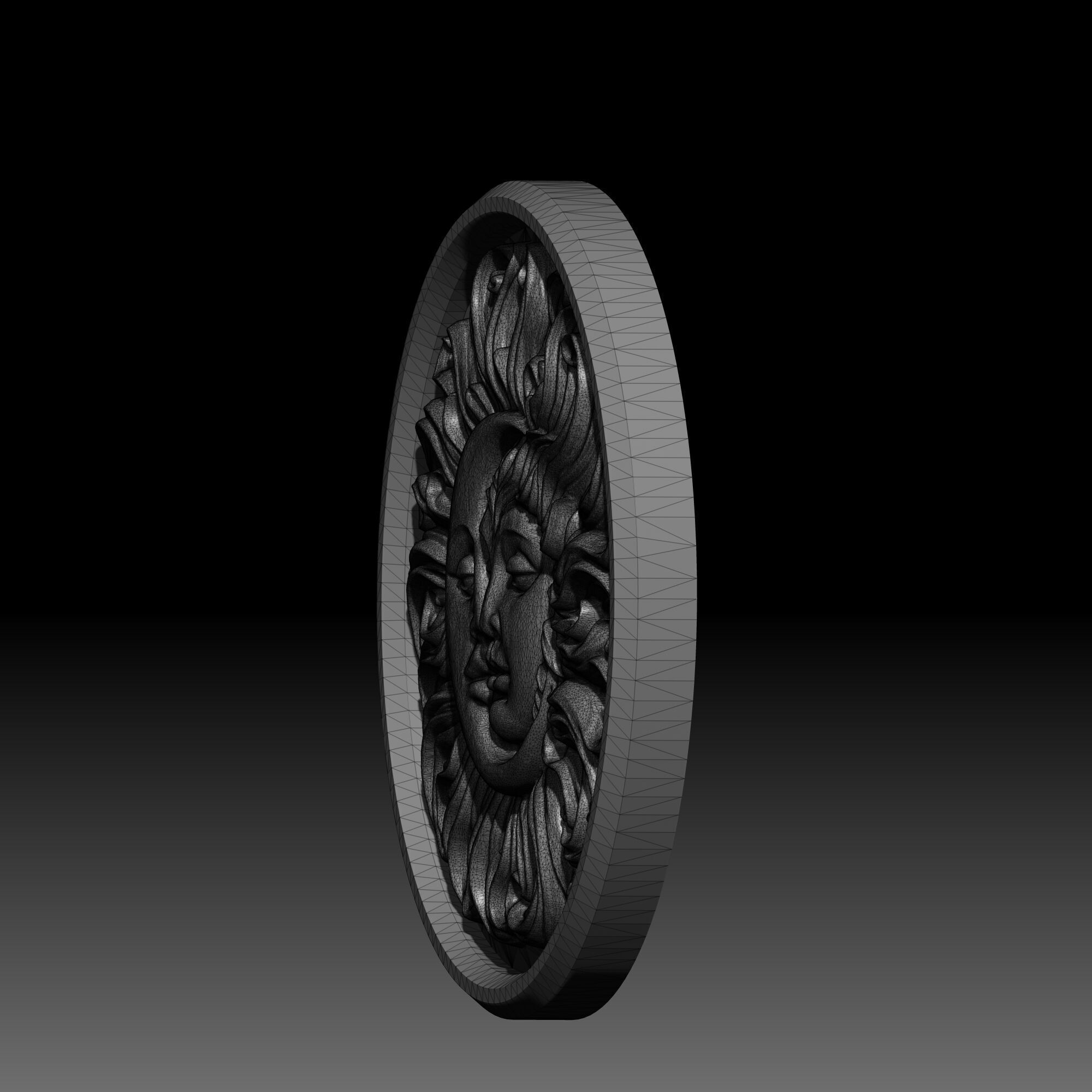 Sun And Moon Hug Round Medallion Pendant Wall Plaque 3D print model_8