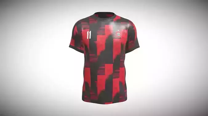 Soccer Sports Red and Black Jersey Player-11 In Low Poly
