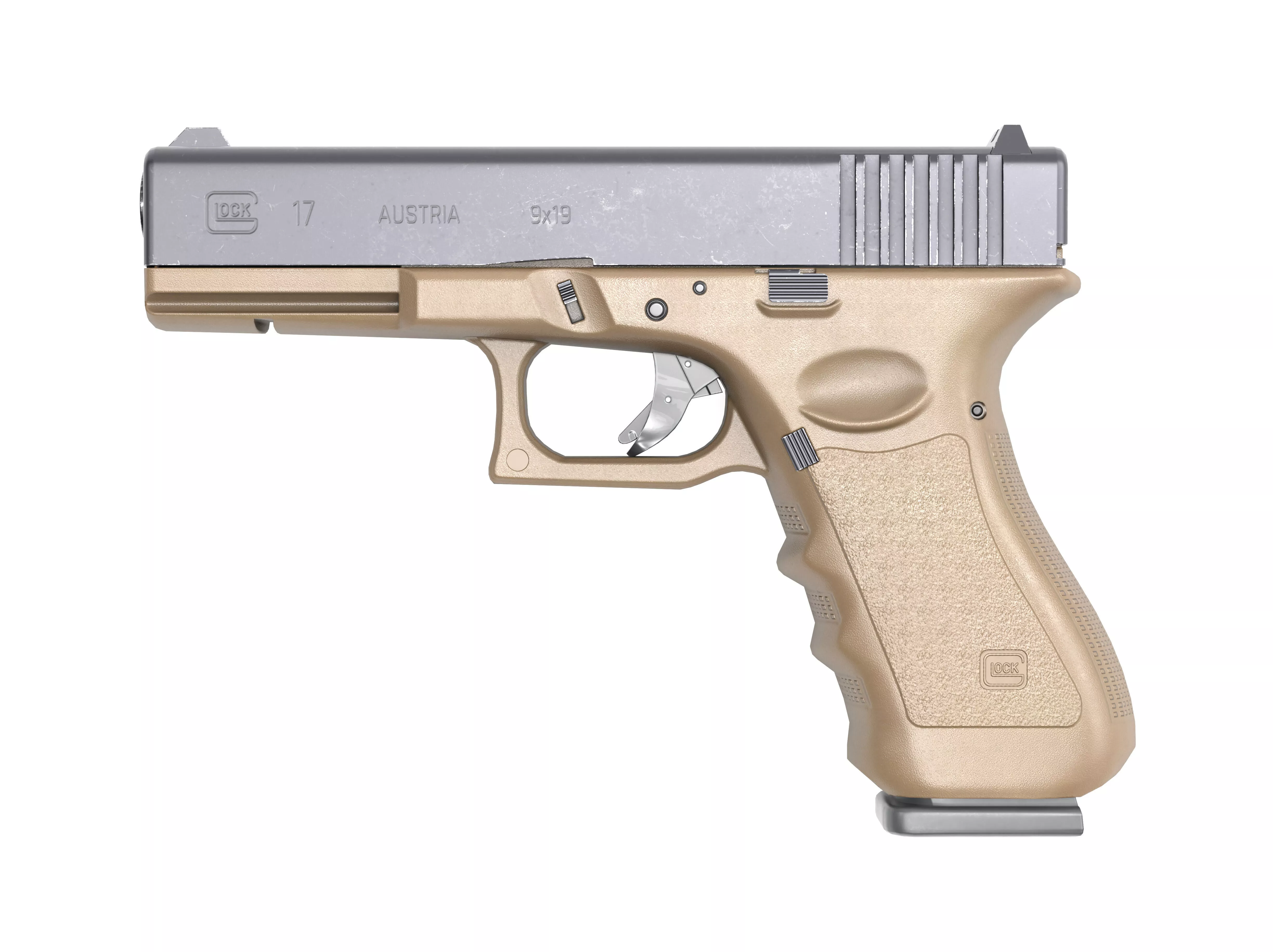 Glock 17 FDE Pistol Low-poly 3D model