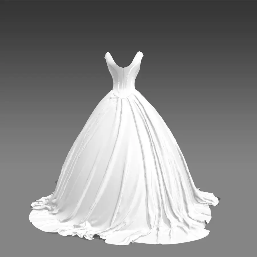 dior cup dress ball gown Low-poly 3D model