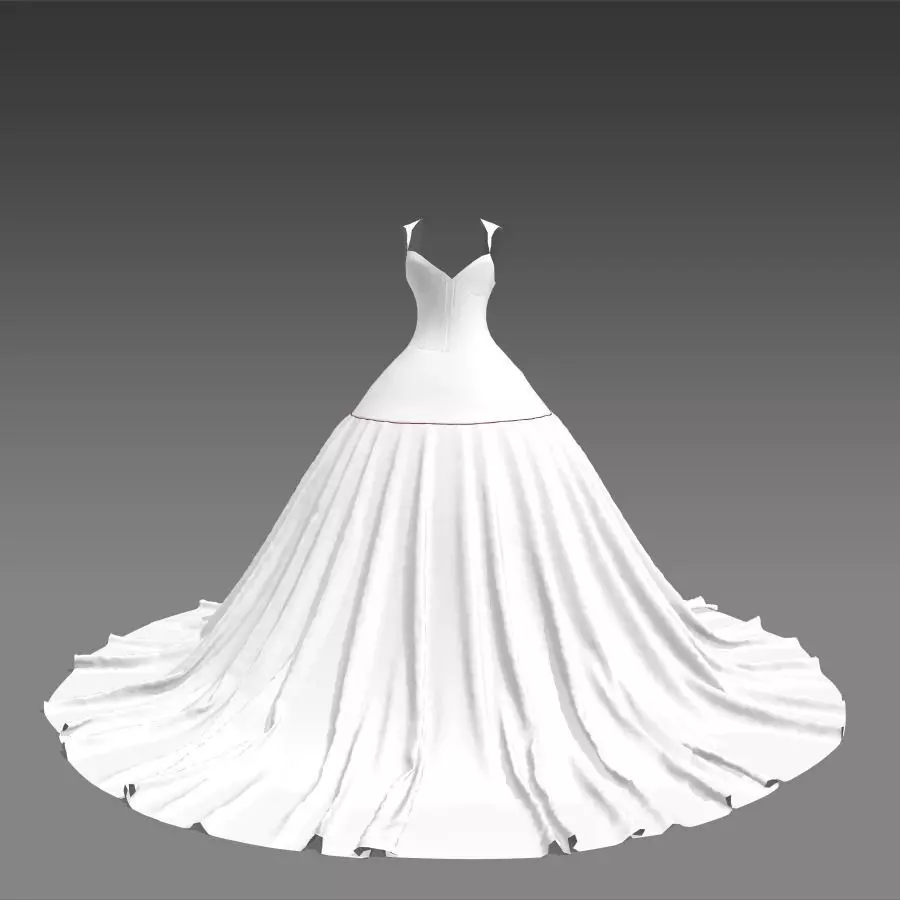 dress ball gown white and strap heart neckline Low-poly 3D model