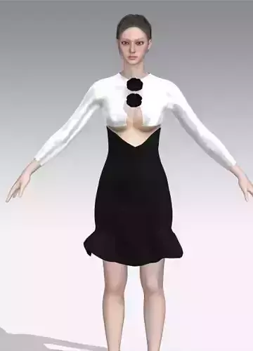 two pieces dress rose detail modern look