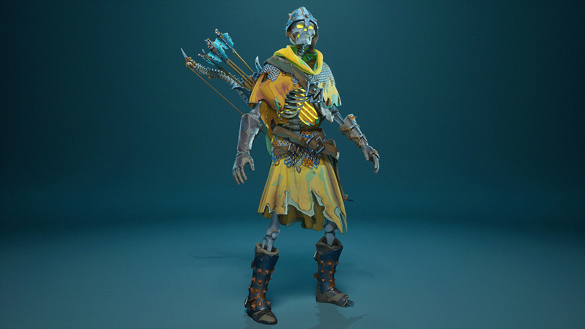 Skeleton Archer STY01 Low-poly 3D model_4