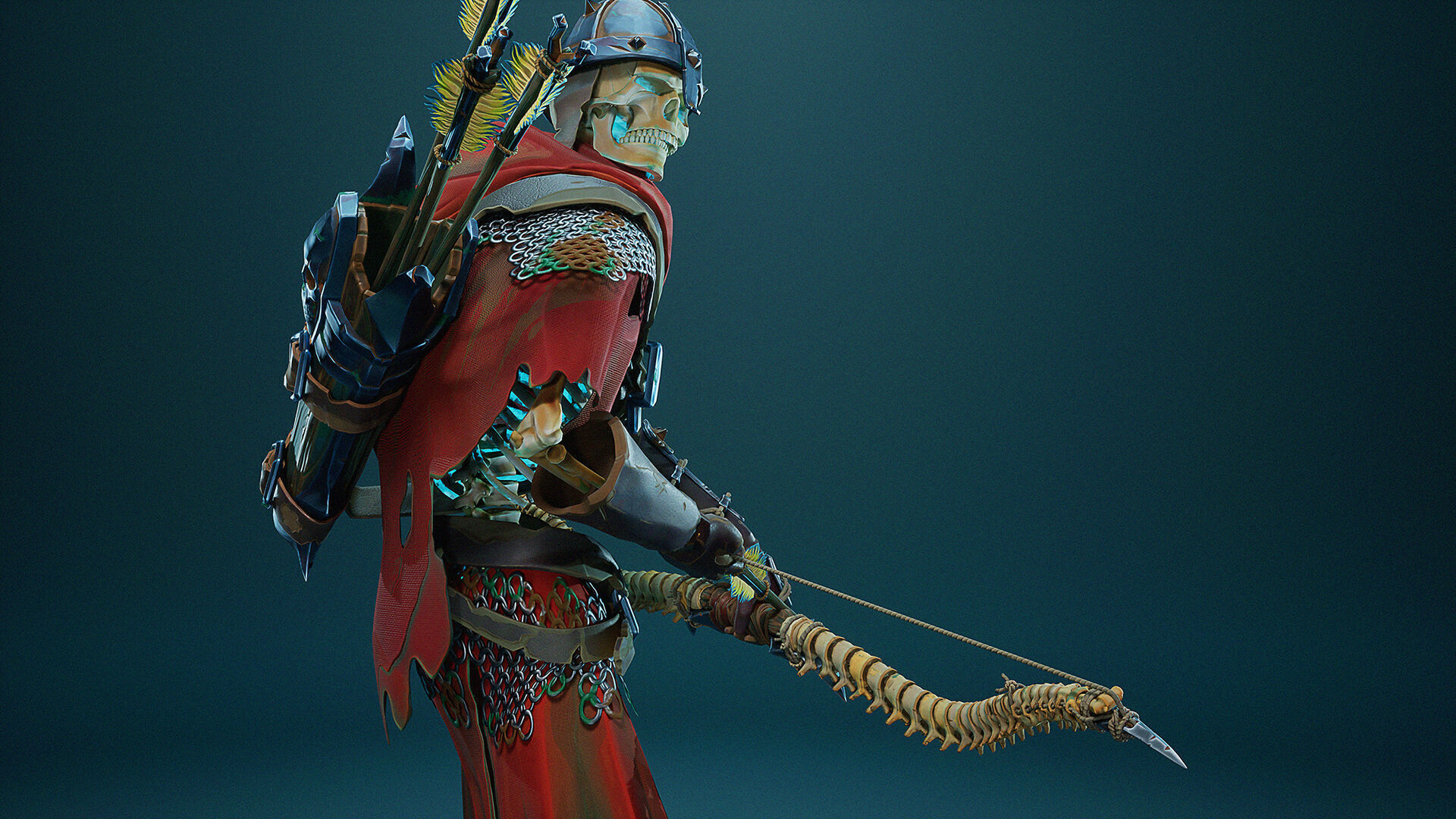 Skeleton Archer STY01 Low-poly 3D model_5