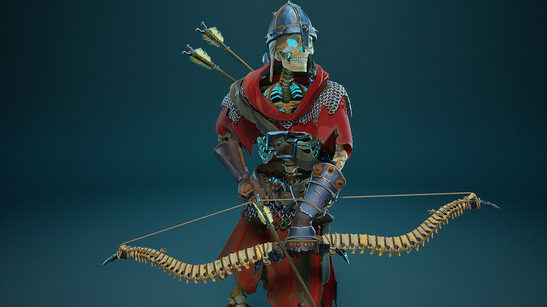 Skeleton Archer STY01 Low-poly 3D model_6