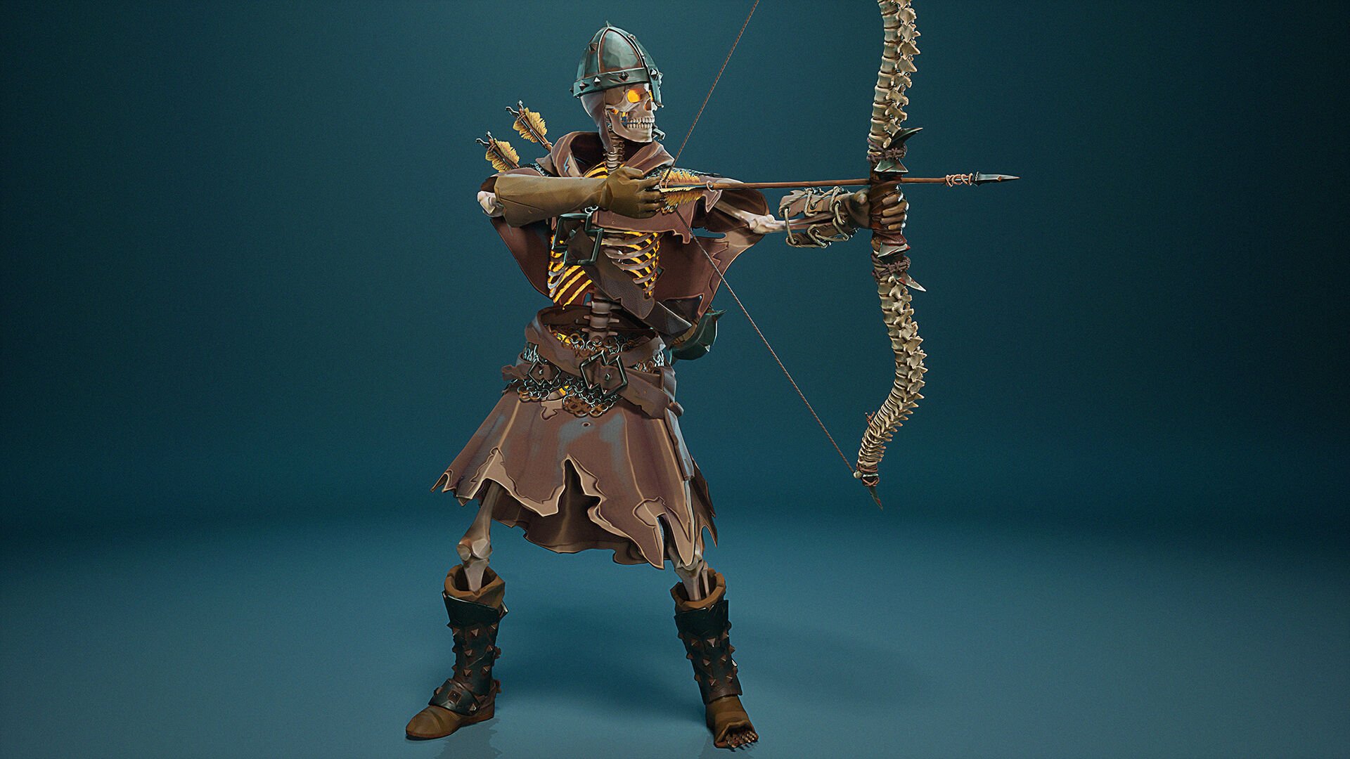 Skeleton Archer STY01 Low-poly 3D model_8