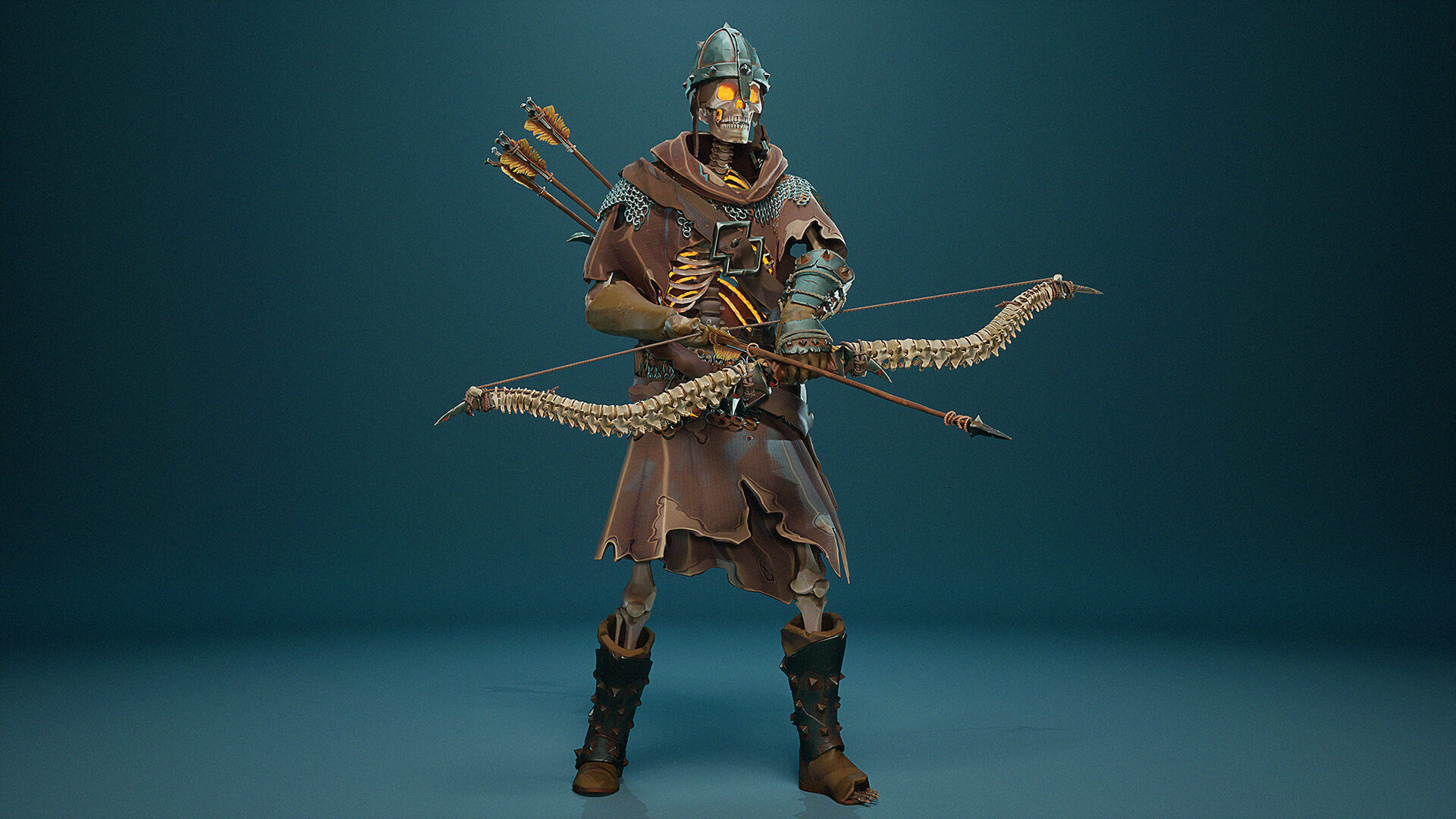 Skeleton Archer STY01 Low-poly 3D model_9