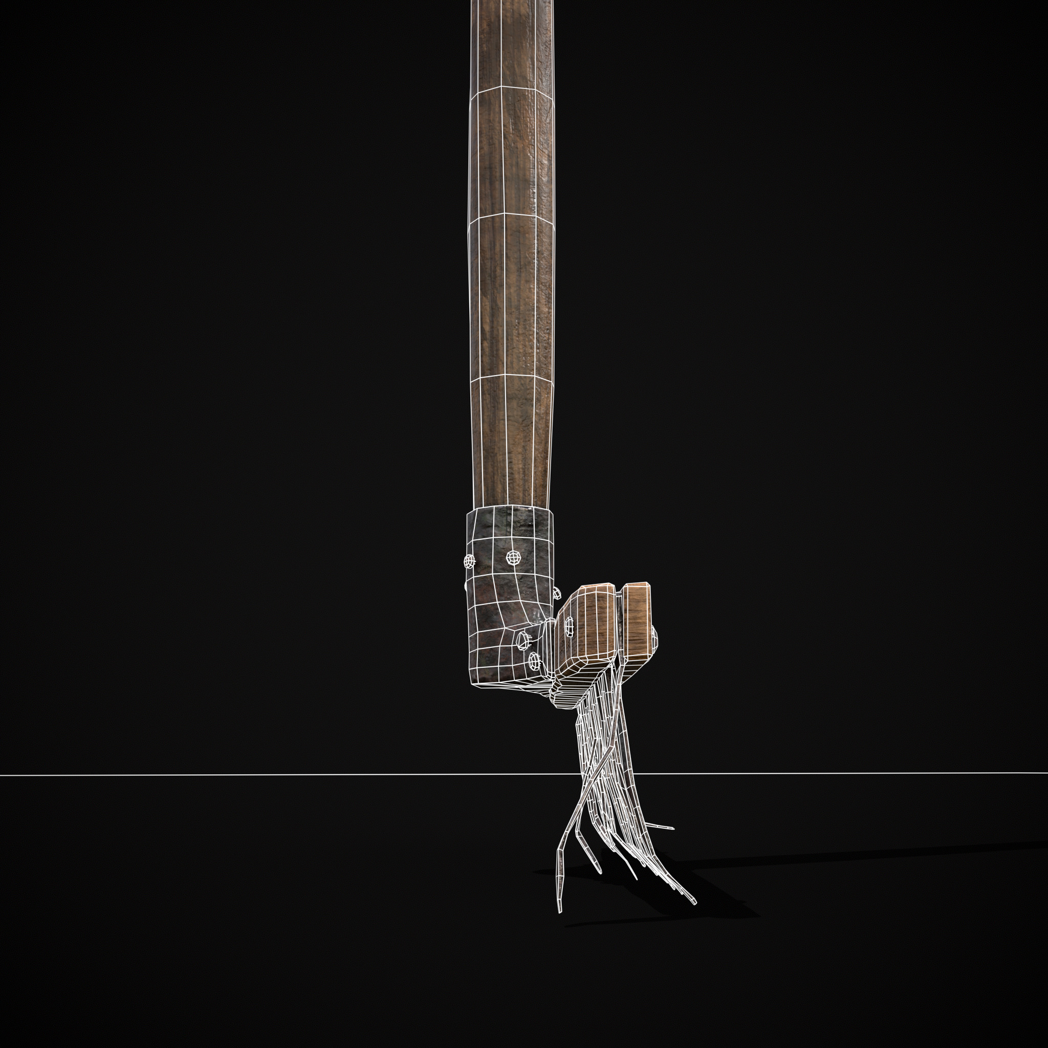 Vintage Iron Rake Low-poly 3D model_9