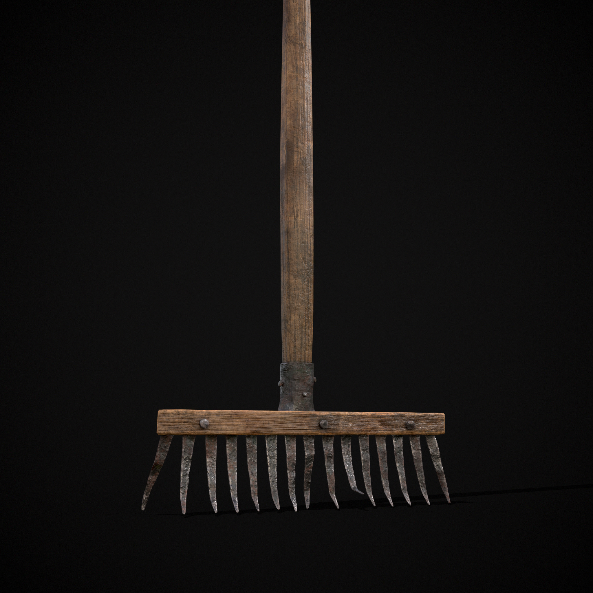 Vintage Iron Rake Low-poly 3D model_3
