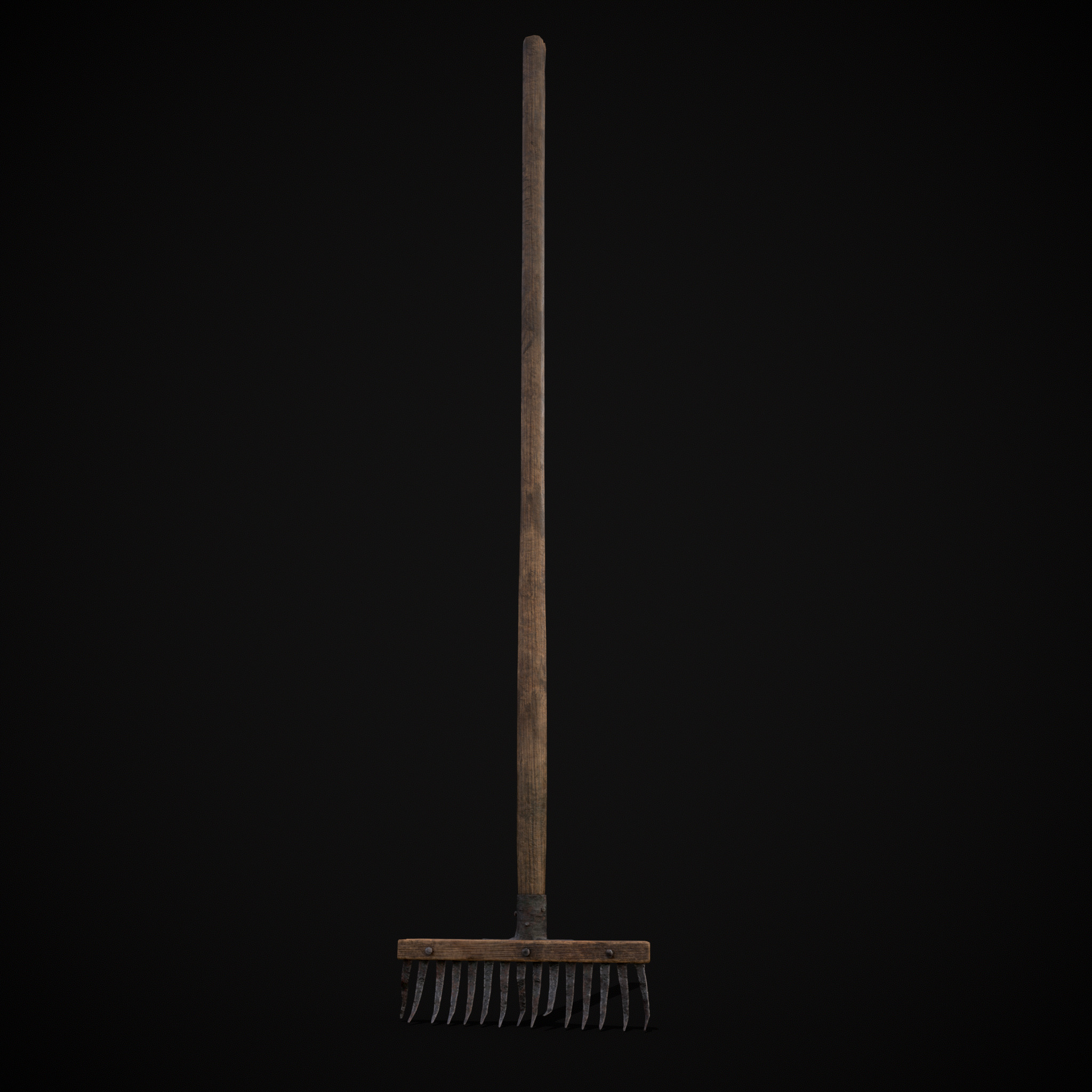 Vintage Iron Rake Low-poly 3D model_21