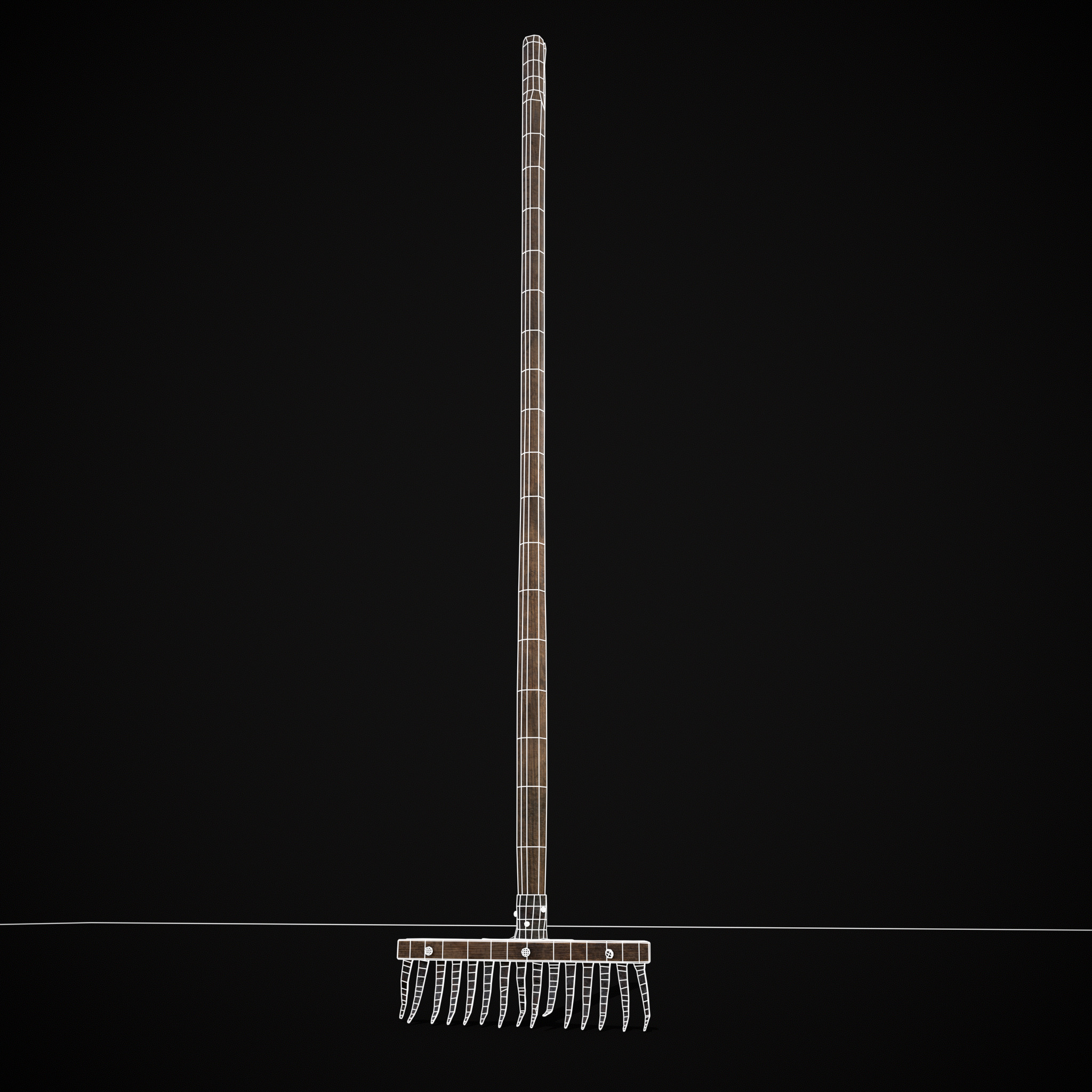 Vintage Iron Rake Low-poly 3D model_22