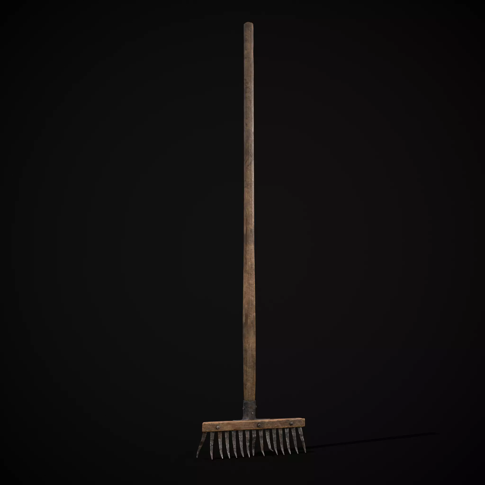 Vintage Iron Rake Low-poly 3D model_0