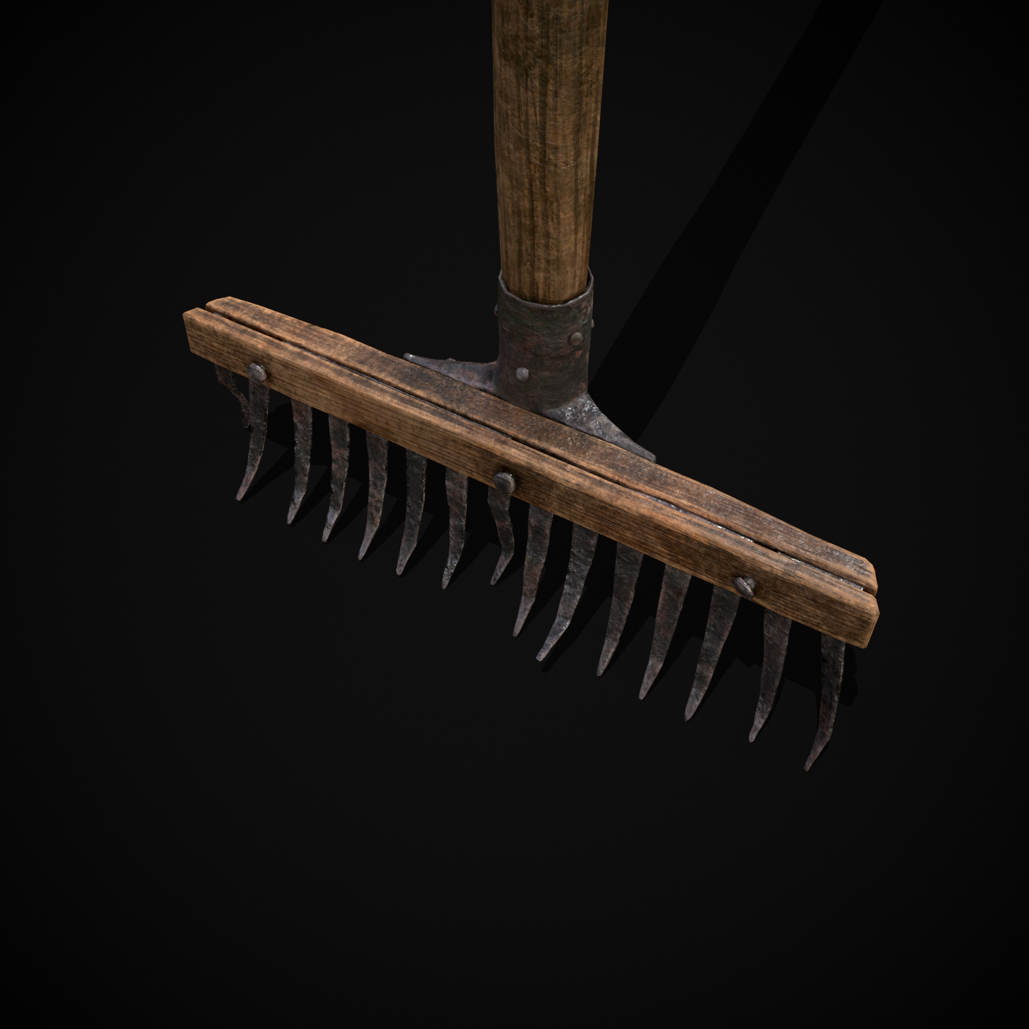 Vintage Iron Rake Low-poly 3D model_19