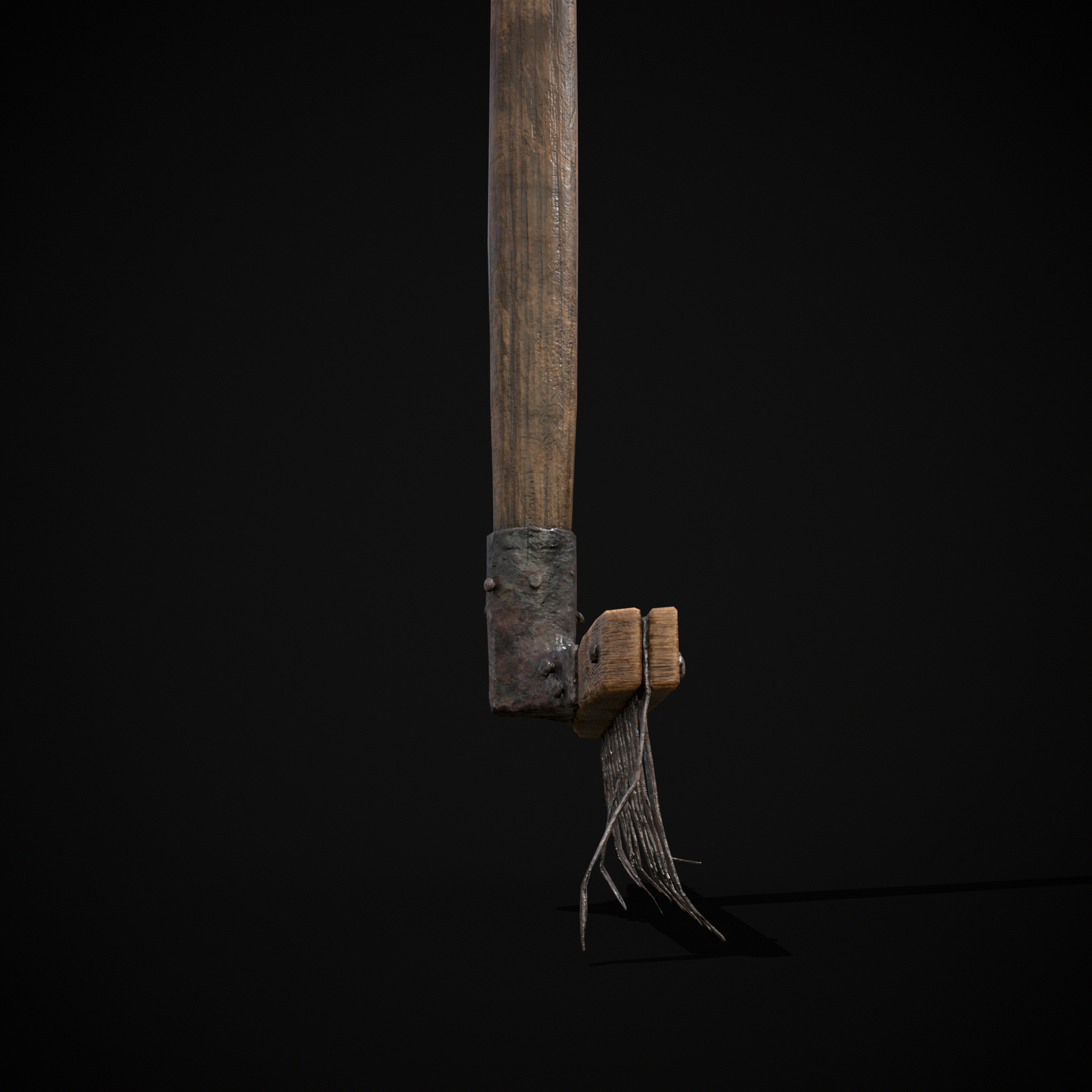 Vintage Iron Rake Low-poly 3D model_8