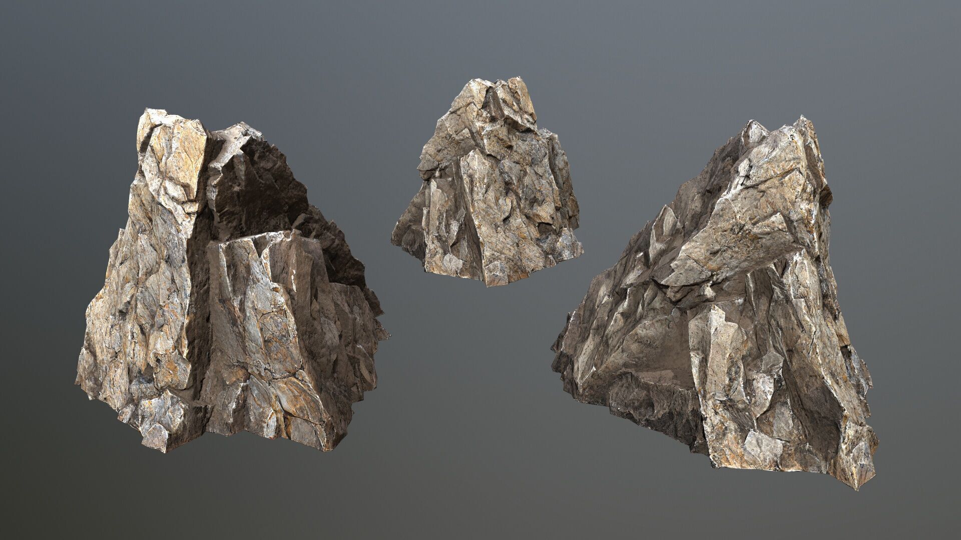 cliff rocks Low-poly 3D model_4