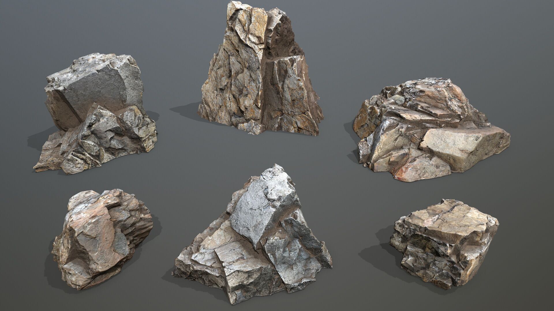 cliff rocks Low-poly 3D model_1
