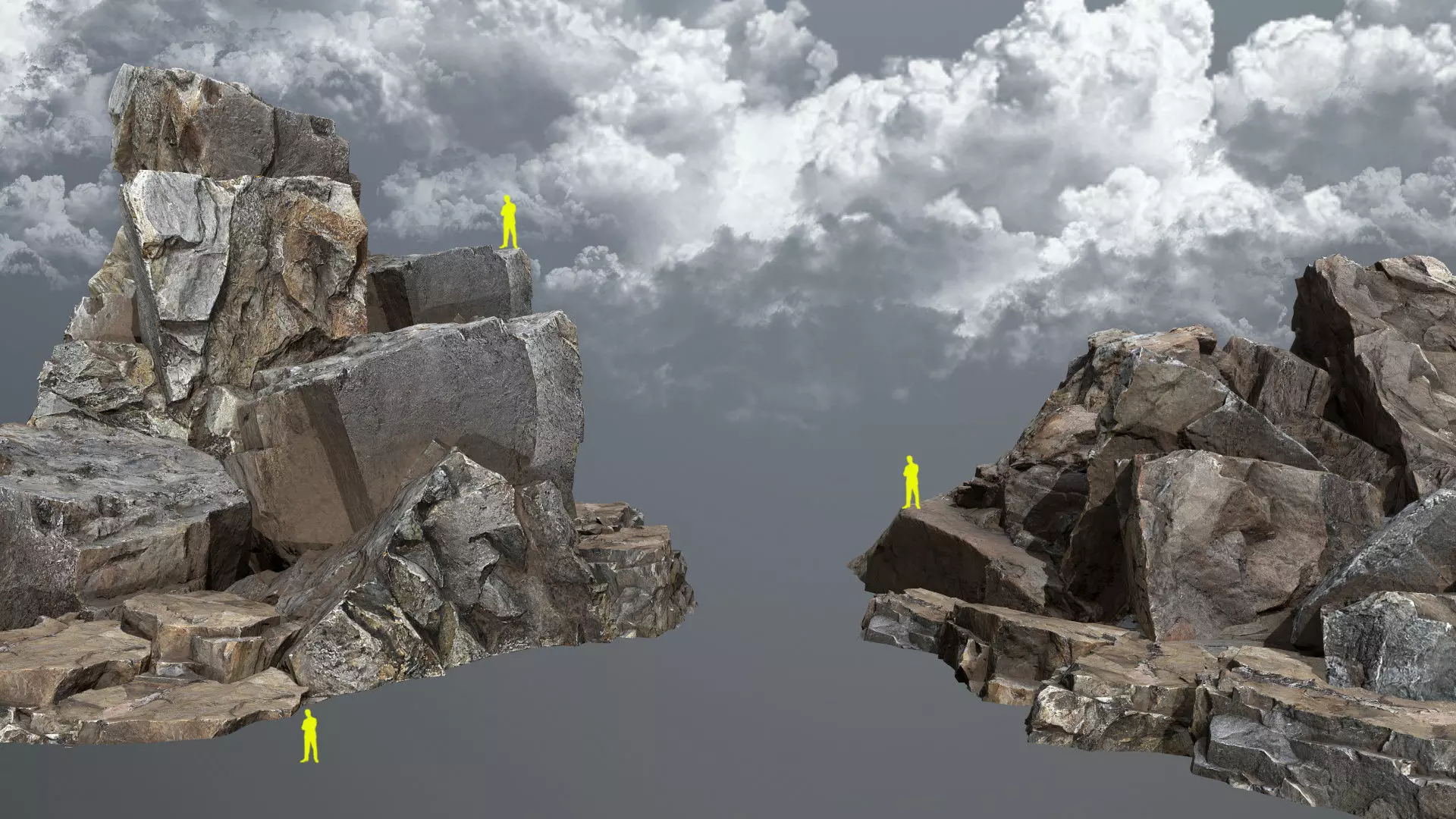 cliff rocks Low-poly 3D model_0