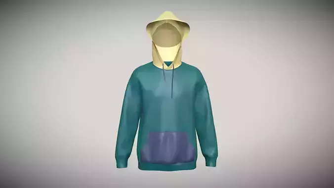 Mens Hoodie-Cyan In Low Poly