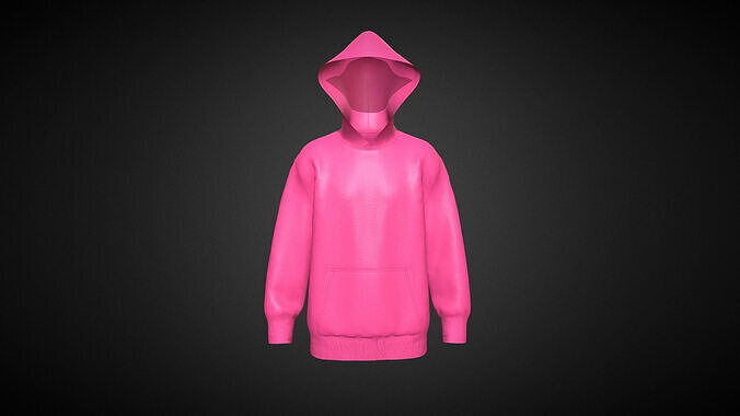 Mens Hoodie-Pink In Low Poly Low-poly 3D model