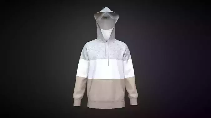 Mens Knit Hoodie-Melange In Low Poly