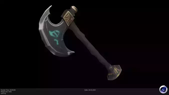 Low Poly Stylized Axe 3 AI