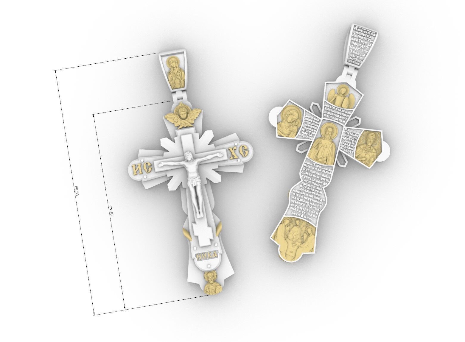 Cross with Jessus and Prayer 3D print model_9