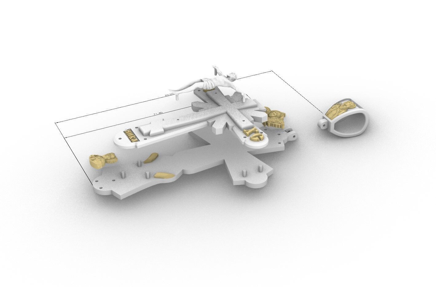 Cross with Jessus and Prayer 3D print model_11