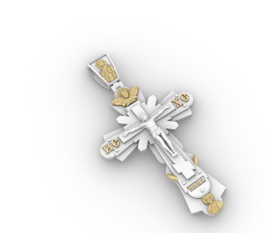 Cross with Jessus and Prayer 3D print model_2
